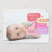 Aangepaste adoptie nieuwe babymeisjes aankondiging (Voorkant)