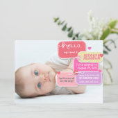 Aangepaste adoptie nieuwe babymeisjes aankondiging (Staand voorkant)