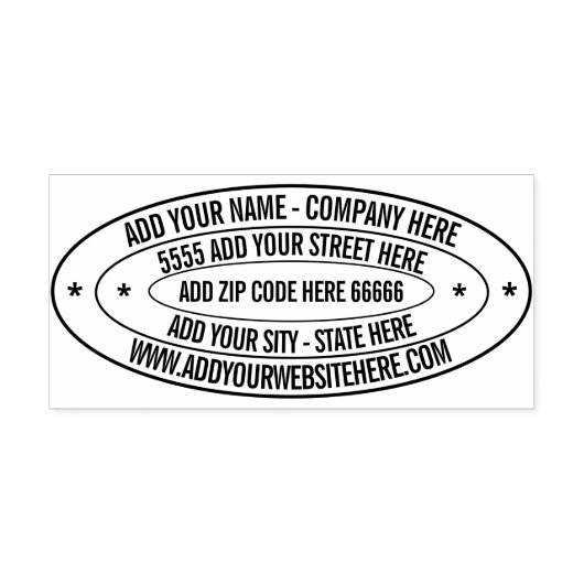 Aangepaste adresnaam Website Ovaal Rubber Stempel (Afrduk)