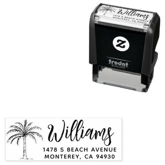 Aangepaste adresstempel met palmboom  zelfinktende stempel (In situ)