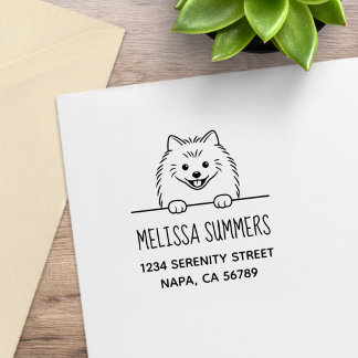 Aangepaste adresstempel met schattige Pomeranian h Rubberstempel