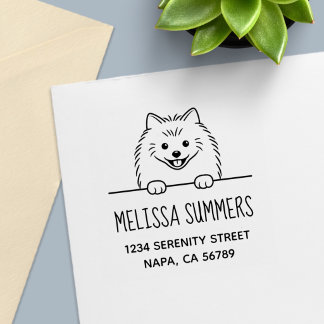Aangepaste adresstempel met schattige Pomeranian h Zelfinktende Stempel