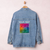 Aangepaste Afbeelding Foto Logo Tekst Naam Sjabloo Denim Jacket (Hangar)