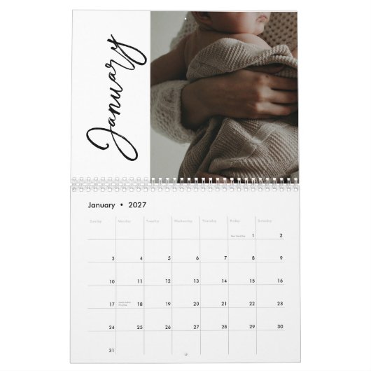 Aangepaste Afbeelding kalender met script (Jan 2027)