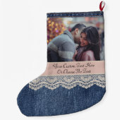 Aangepaste afbeelding/tekst blauwe jans Denim Chic Grote Kerstsok (Achterkant)