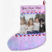 Aangepaste afbeelding/tekst pastel Paarse roze gli Grote Kerstsok (Achterkant)