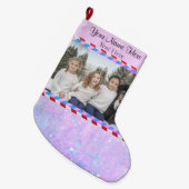 Aangepaste afbeelding/tekst pastel Paarse roze gli Grote Kerstsok (Voorkant (Hangend))