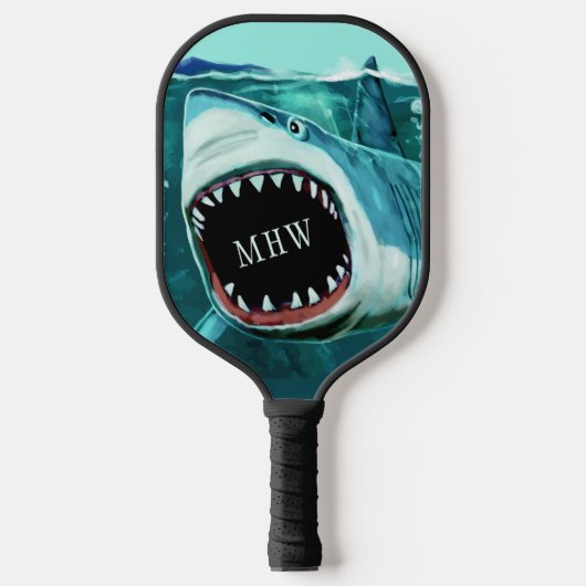 Aangepaste afbeelding van monogram haai pickleball paddle (Voorkant)