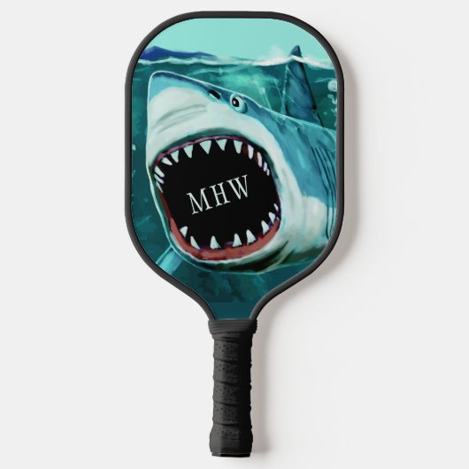 Aangepaste afbeelding van monogram haai pickleball paddle (Achterkant)