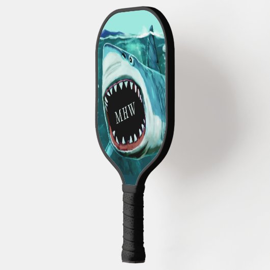 Aangepaste afbeelding van monogram haai pickleball paddle (Links)
