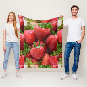 Aangepaste afbeelding van zoete en sappige aardbei fleece deken