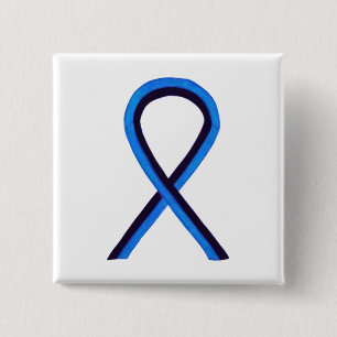 Aangepaste afbeelding voor blauwe en zwarte lint vierkante button 5,1 cm