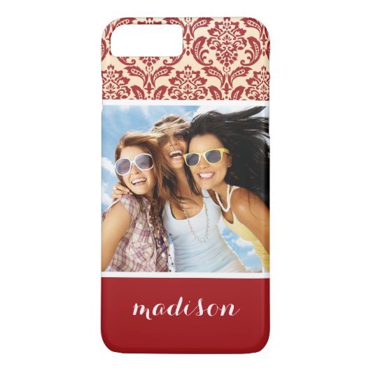 Aangepaste afbeelding voor foto's en namen Damask- Case-Mate iPhone Case (Achterkant)
