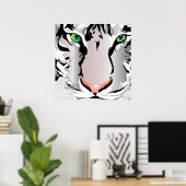 Aangepaste afdruk- TIJGER-WIT/GRIJS Poster (Thuiskantoor)