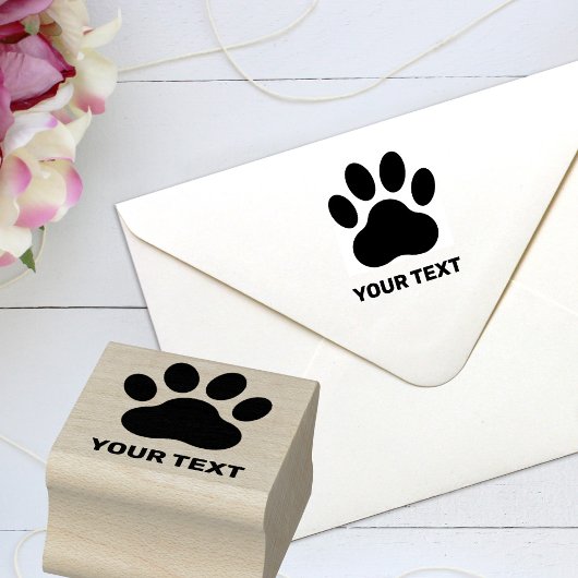 Aangepaste afdruk van pootafdruk en tekst rubberstempel