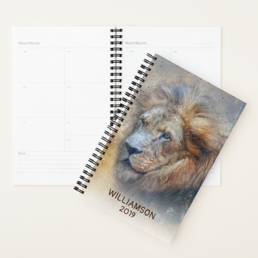 Aangepaste Afrikaanse Lion Moderne Waterverf Planner (Display)