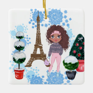 Aangepaste Afrikaanse meisjestoren Keramisch Ornament