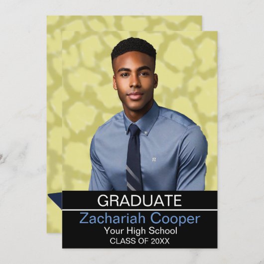 Aangepaste Afro-Amerikaanse Man Foto Afstuderen Kaart (Voorkant / Achterkant)