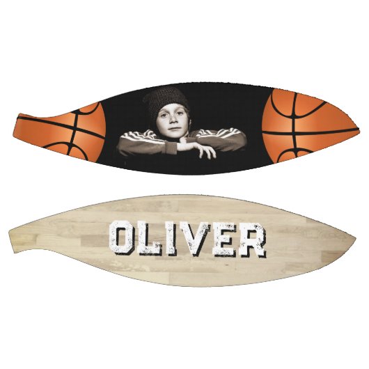 Aangepaste afspeelnaam houten vloerfoto basketbal (Panelen)