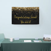 Aangepaste afstudeerfeest foto booth zwart & goud spandoek (Beurs)