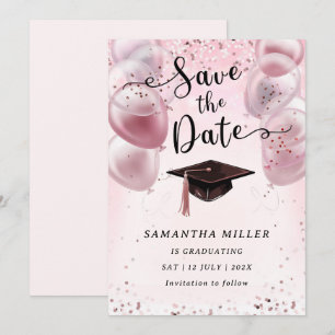 Aangepaste afstudeerfeest save the date kaart
