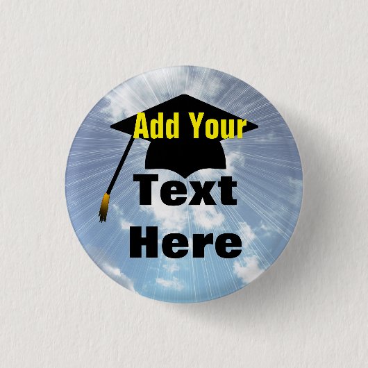 Aangepaste afstudeerkap op blauw-Sky Button (Voorkant)