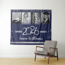 Aangepaste Afstuderen Banner Foto Collage Blauw Zi