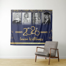 Aangepaste Afstuderen Banner Fotocollage Blauw Gou
