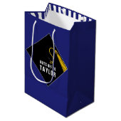 Aangepaste Afstuderen Blue Medium Gift Bag Medium Cadeauzakje (Voorkant Gekanteld)