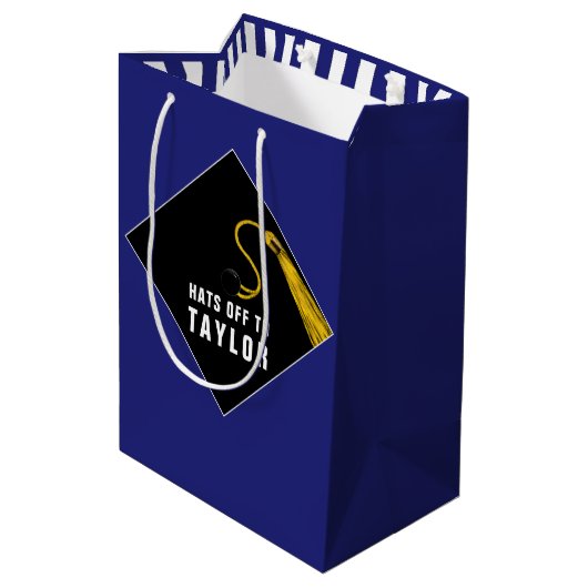 Aangepaste Afstuderen Blue Medium Gift Bag Medium Cadeauzakje (Achterkant Gekanteld)