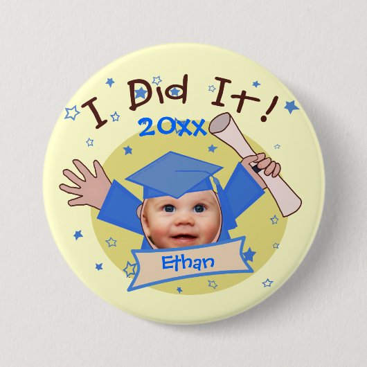 Aangepaste Afstuderen Button van School Boy (Voorkant)