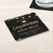 Aangepaste Afstuderen-elegante klasse van 2023 Vierkante Kartonnen Onderzetter (Schuin)