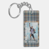 Aangepaste Afstuderen foto op Gingham Pattern-Sleu Sleutelhanger (Voorkant Links)