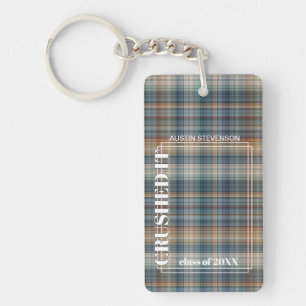 Aangepaste Afstuderen foto op Gingham Pattern-Sleu Sleutelhanger