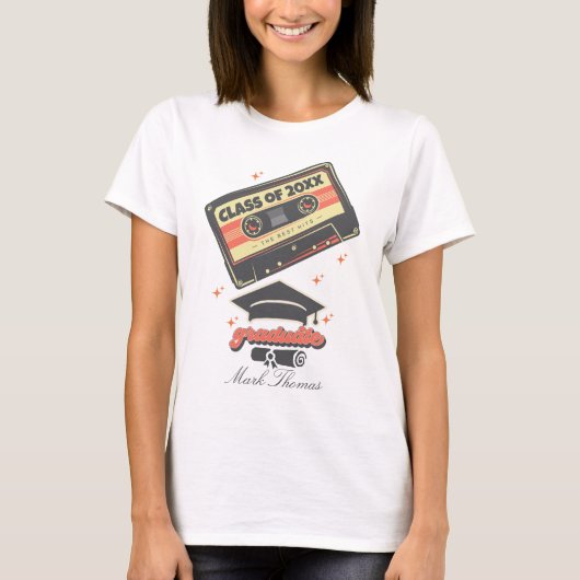 Aangepaste afstuderen  muziekcassette t-shirt (Voorkant)