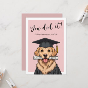 Aangepaste afstuderen schattige gouden retriever kaart