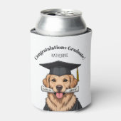 Aangepaste Afstuderen Schattigee Golden Retriever Blikjeskoeler (Blikje Voorkant)