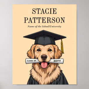 Aangepaste Afstuderen Schattigee Golden Retriever Poster