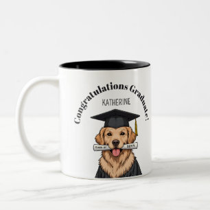 Aangepaste Afstuderen Schattigee Golden Retriever Tweekleurige Koffiemok