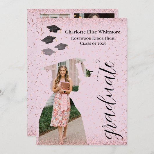 Aangepaste Afstuderen Uitnodiging en aankondigings (Voorkant / Achterkant)