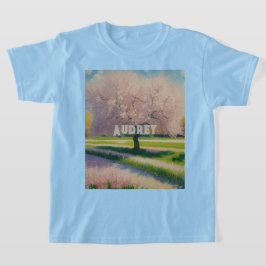 Aangepaste AI Art Earth Dag Roze Bloesems Meisjes T-shirt