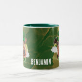 Aangepaste Airedale Terrier Gold St. Patricks Day Tweekleurige Koffiemok (Center)