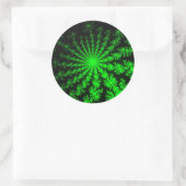 Aangepaste Alien Fractal Burst Large Round Sticker (Tas)