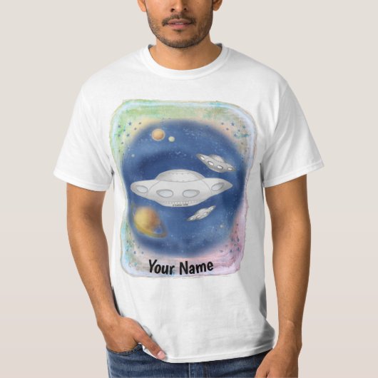 Aangepaste Alien Grey Spaceship T-shirt (Voorkant)