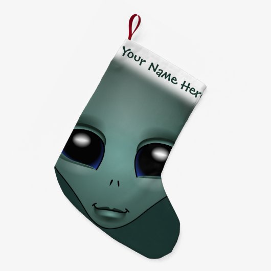 Aangepaste Alien Stocking voor buitenkerstaking vo Kleine Kerstsok (Voorkant (Hangend))