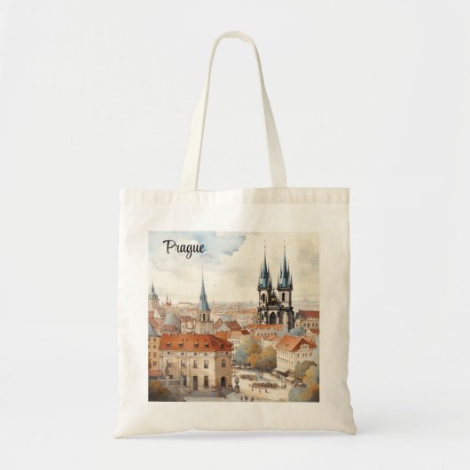 Aangepaste All-Over-Print Canvas tas Praag (Voorkant)