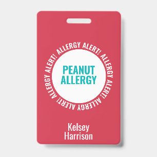 Aangepaste allergiealarm school kinderdagverblijf badge