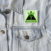 Aangepaste alternatieve geneesmiddelgroene kaduceu vierkante button 5,1 cm (In situ)