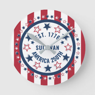 Aangepaste Amerikaanse 250 Vintage Patriottische V Ronde Klok