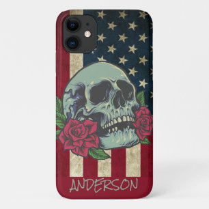 Aangepaste Amerikaanse blauwe schedel iPhone 11 Hoesje